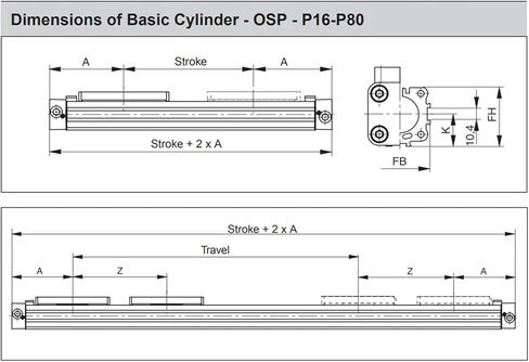 OSP Bore 25mm Stroke 900-1500 هواء الهواء الهوائي الأسطوانة OSP25 ميكانيكي مزدوج التمثيل OSP-25 (السكتة الدماغية 1300 مم) in Kuwait