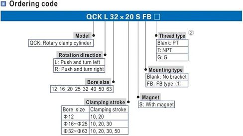Double Acting Rotary Clamp Cylinder QCK Series Pneumatic Cylinder QCKL40-10 QCKL40-20 QCKL40-30 QCKL50-10 QCKL50-20 QCKL50-30(QCKL50-20) in Saudi Arabia