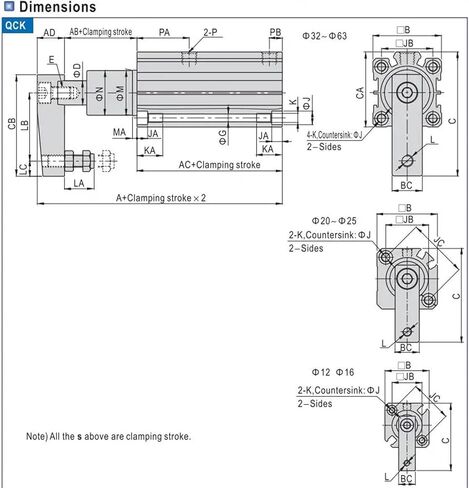 Double Acting Rotary Clamp Cylinder QCK Series Pneumatic Cylinder QCKL40-10 QCKL40-20 QCKL40-30 QCKL50-10 QCKL50-20 QCKL50-30(QCKL50-20) in Saudi Arabia