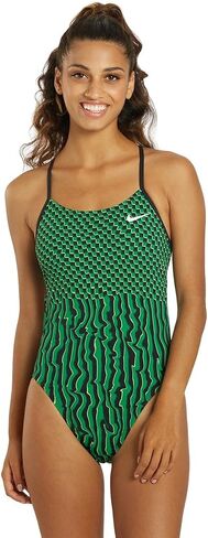 Nike Women's Drippy Check Cut Out One Piece Swimsuit Court Green, 36 in Saudi Arabia