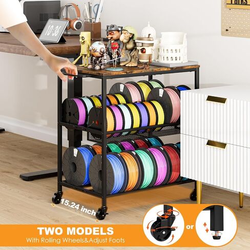 3D Printer Table with Filament Storage Rack - 3D Printer Stand with Wheels Heavy Duty, 3D Printer Cart Desk Filaments Organzied for Workshop Studio Office in Saudi Arabia
