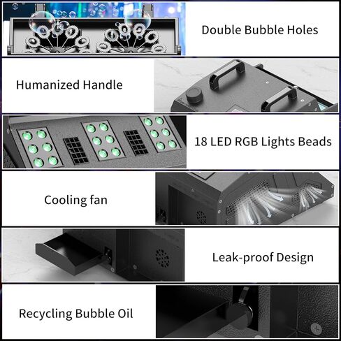 آلة الضباب 2000W ، 3 في 1 آلة فقاعة الضباب مع 2 من المعجبين بالفقاعات ، 7 CH RGB 18 LED أضواء الدخان كلها في آلة واحدة ، آلة الضباب للحفلات ، حفل زفاف ، مهرجان ، عيد ميلاد in Kuwait