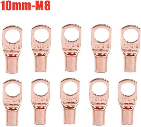 Ring Terminals 10/25/50/100pcs Copper Lug Ring Wire Connector Bare Cable Electric Crimp Terminal SC6-6 SC6-8 SC10-6 SC10-8 SC16-6 SC16-8 SC25-6(SC25-8,100pcs) in Saudi Arabia