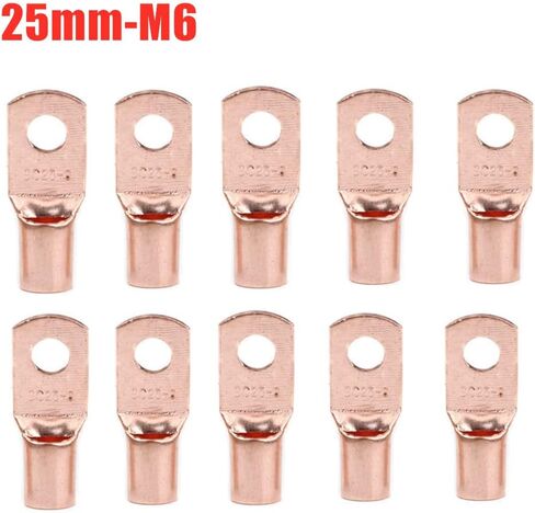 Ring Terminals 10/25/50/100pcs Copper Lug Ring Wire Connector Bare Cable Electric Crimp Terminal SC6-6 SC6-8 SC10-6 SC10-8 SC16-6 SC16-8 SC25-6(SC25-8,100pcs) in Saudi Arabia