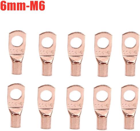 Ring Terminals 10/25/50/100pcs Copper Lug Ring Wire Connector Bare Cable Electric Crimp Terminal SC6-6 SC6-8 SC10-6 SC10-8 SC16-6 SC16-8 SC25-6(SC25-8,100pcs) in Saudi Arabia