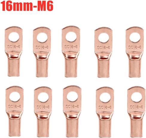 Ring Terminals 10/25/50/100pcs Copper Lug Ring Wire Connector Bare Cable Electric Crimp Terminal SC6-6 SC6-8 SC10-6 SC10-8 SC16-6 SC16-8 SC25-6(SC25-8,100pcs) in Saudi Arabia