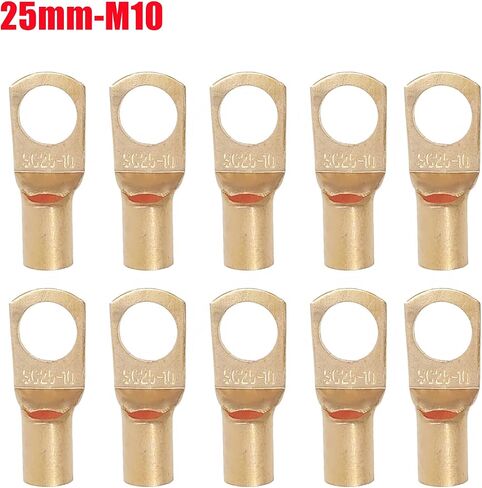 Ring Terminals 10/25/50/100pcs Copper Lug Ring Wire Connector Bare Cable Electric Crimp Terminal SC6-6 SC6-8 SC10-6 SC10-8 SC16-6 SC16-8 SC25-6(SC25-8,100pcs) in Saudi Arabia