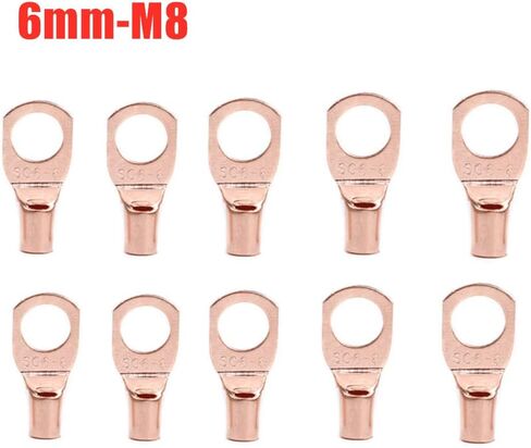 Ring Terminals 10/25/50/100pcs Copper Lug Ring Wire Connector Bare Cable Electric Crimp Terminal SC6-6 SC6-8 SC10-6 SC10-8 SC16-6 SC16-8 SC25-6(SC25-8,100pcs) in Saudi Arabia
