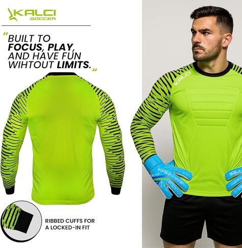 Kalci Soccer Goalie Shirt, Padded Goalkeeper Jersey, Youth/Adult & Kids Sizes, Long Sleeve Football Padded Shirt Mens in Kuwait