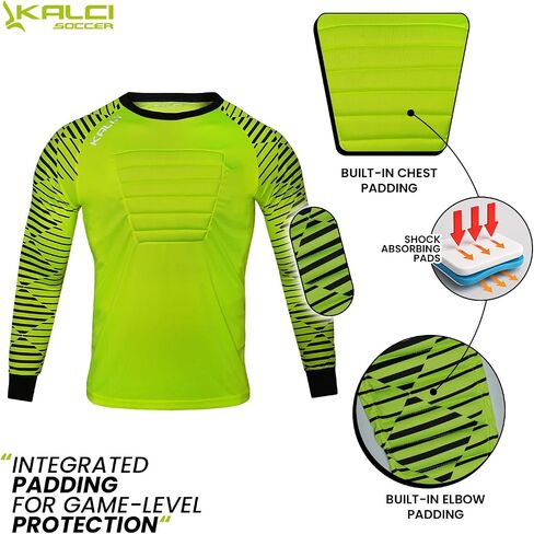 Kalci Soccer Goalie Shirt, Padded Goalkeeper Jersey, Youth/Adult & Kids Sizes, Long Sleeve Football Padded Shirt Mens in Kuwait
