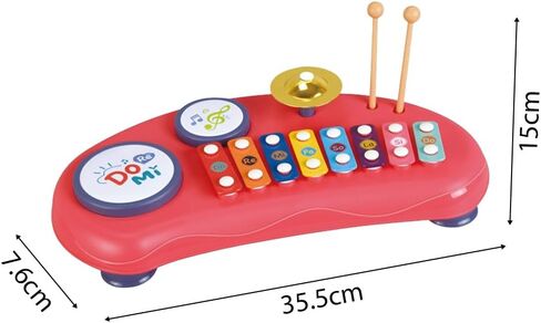 HXBER 2 in 1 Xylophone Drum Set Music Instruments Birthday Gifts Multifunctional Clapping Drum Colorful 8 Tone Xylophone 2 Drums 1 Cymbal 8 Keystrokes Percussion Instrument in Saudi Arabia