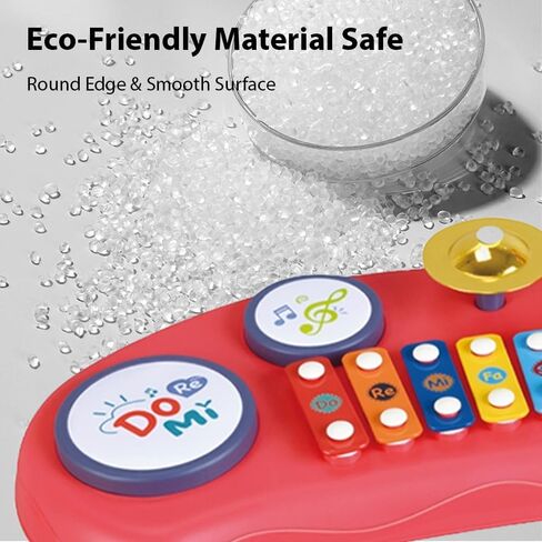HXBER 2 in 1 Xylophone Drum Set Music Instruments Birthday Gifts Multifunctional Clapping Drum Colorful 8 Tone Xylophone 2 Drums 1 Cymbal 8 Keystrokes Percussion Instrument in Saudi Arabia