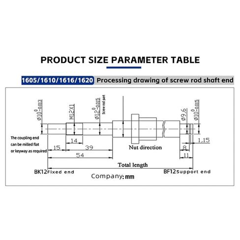 مجموعات برغي لسم المسمار مزدوج الجوز الجوز مكيفات الكرة المسمار SFU1605 1150-1550 مم+HM12-57 لـ NEMA23 الألومنيوم BF12+اقتران+DSG16H (1250 مم) in Kuwait