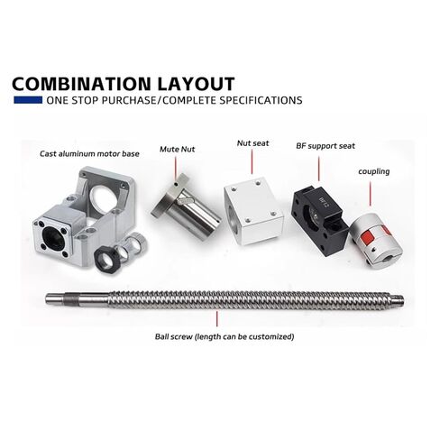 مجموعات برغي لسم المسمار مزدوج الجوز الجوز مكيفات الكرة المسمار SFU1605 1150-1550 مم+HM12-57 لـ NEMA23 الألومنيوم BF12+اقتران+DSG16H (1250 مم) in Kuwait