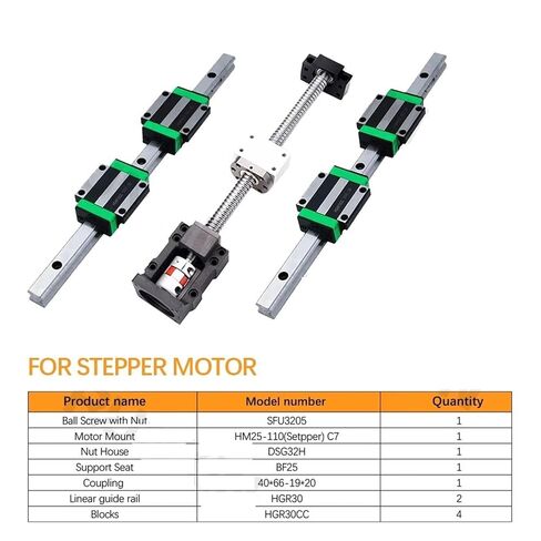 آلة التحكم في الكرة مزدوجة الجوز الجوز المسمار 1pc مجموعة SFU3205+4PC HGW30CC كتلة XB+2PC HGR30 دليل خطي+DSG+HM25-110 L300-1000MM للأجزاء 3D (850 مم) in Kuwait