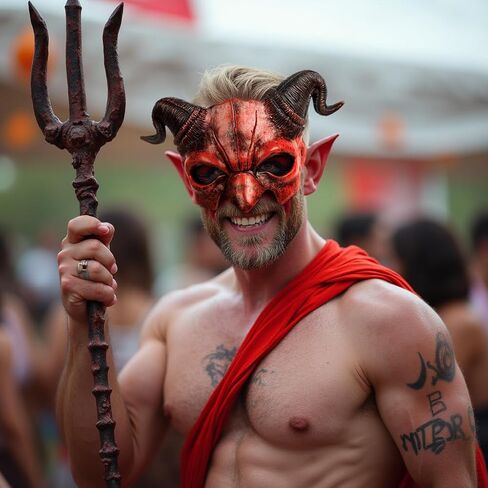 VZQI Demon Mask Devil Half Face Halloween Masquerade Cosplay Props للبالغين in Saudi Arabia