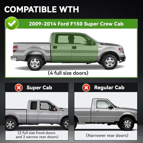 6.5 "لوحات تشغيل خطوة تساقط التوافق مع Ford F150 2015-2025 Super Crew Cab Carbon Carbon Side Bars Nerf Bars in Kuwait