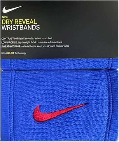 Nike Dry-Reveal Double Wide Wristbands (Dri-Fit, Royal/Red) - Unisex in Saudi Arabia