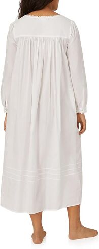Eileen West Queen Anne's Lace Cotton Heirloom Dream Long Sleeve Nightgown with Pockets, Lace Trimmed Cuffs, 50-Inch Length in Saudi Arabia