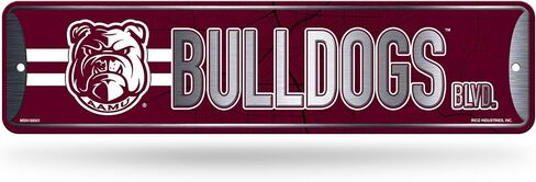 Rico Industries NCAA Alabama A&M Bulldogs Metal Street Sign 4" x 15" Home Décor - Bedroom - Office - Man Cave in Saudi Arabia