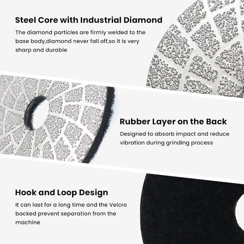 Vacuum Brazed Diamond Polishing Pads, 4 Inch Lippage Grinding Disc for Grantie Marble Concrete Ceramics, Grit 100 in Saudi Arabia
