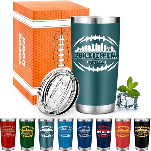 معجب كرة القدم 20 أوقية سفر سفر كوب كوب كوب من البهلوان مع غطاء فيلادلفيا تحت عنوان Merch Shop Men Women Sport Stuff Gear Apparel Eagles Accessories Expressions Friend Friend Friend Dad Hight in Kuwait