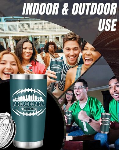 معجب كرة القدم 20 أوقية سفر سفر كوب كوب كوب من البهلوان مع غطاء فيلادلفيا تحت عنوان Merch Shop Men Women Sport Stuff Gear Apparel Eagles Accessories Expressions Friend Friend Friend Dad Hight in Kuwait
