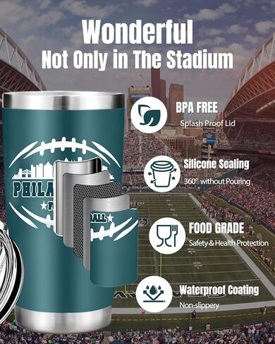 معجب كرة القدم 20 أوقية سفر سفر كوب كوب كوب من البهلوان مع غطاء فيلادلفيا تحت عنوان Merch Shop Men Women Sport Stuff Gear Apparel Eagles Accessories Expressions Friend Friend Friend Dad Hight in Kuwait
