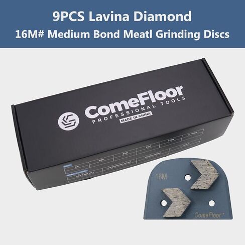 Concrete Floor Grinding Discs, Diamond Metal Grinding Tooling for Lavina Grinders, Concrete Preparation & Thin Epoxy Remove, Double Arrow Segments 16 Grit Soft Bond, Pack of 9 in Kuwait