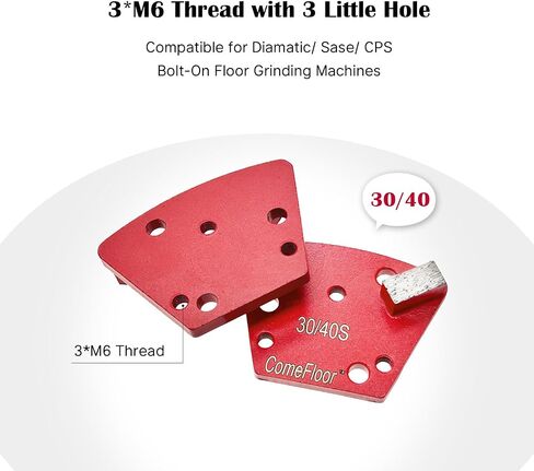 Trapezoid Diamond Metal Grinding Shoes for Concrete Floor, Compatible with Diamatic/Sase/CPS Grinders, Half Bar Seg 30/40 Grit Soft Bond, 9PCS in Saudi Arabia