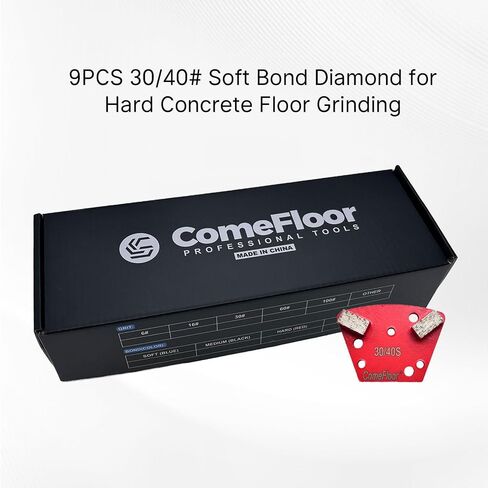 Trapezoid Diamond Metal Grinding Shoes for Concrete Floor, Compatible with Diamatic/Sase/CPS Grinders, Half Bar Seg 30/40 Grit Soft Bond, 9PCS in Saudi Arabia