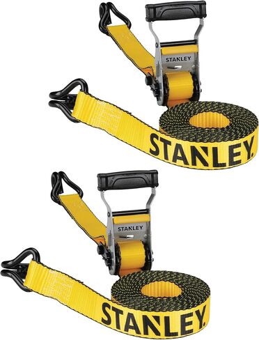 STANLEY S50002 Black/Yellow 1.5" x 16' Heavy-Duty Ratchet Straps (5,000 lb Break Strength), 2 Pack in Saudi Arabia