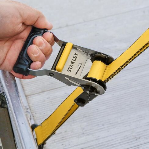STANLEY S50002 Black/Yellow 1.5" x 16' Heavy-Duty Ratchet Straps (5,000 lb Break Strength), 2 Pack in Saudi Arabia