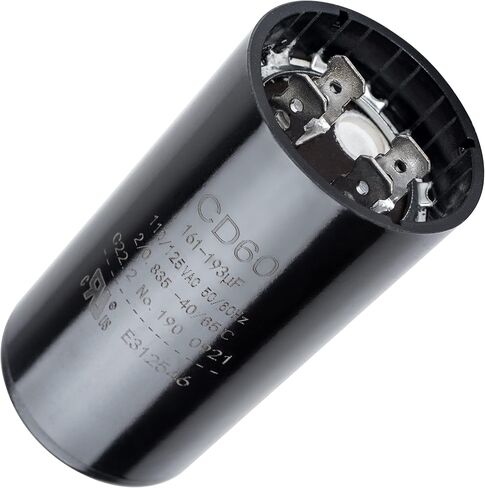 [2025 Upgraded] BlueStars 161-193 uF MFD 110-125 VAC ±20% 50/60 Hz CD60 Round Motor Start Capacitor Replacement Part - Fit Single Phase AC Pool Pump or Well Pump - Lifetime Up to 30.000 Hours in Saudi Arabia