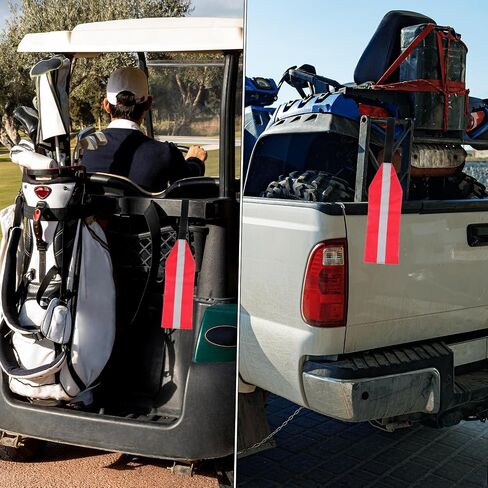 2 PCS Tow Flag, Red Warning Flags with Webbing, Travel Safety Tow Flag, High Visibility Trailer Warn Flags, with Bungee Cord and Double Sided Reflective Strip, 14.6×5.15in in Saudi Arabia