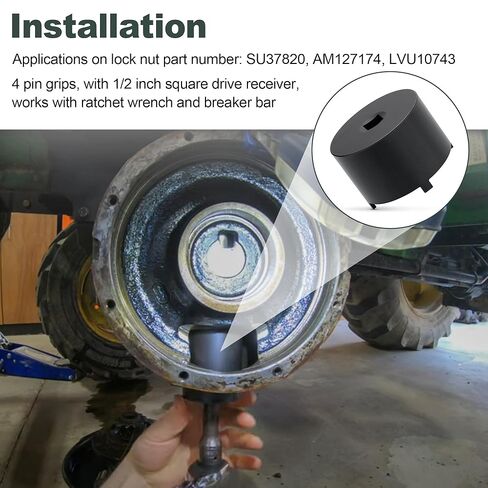 Front Axle Knuckle Spindle Shaft Retaining Lock Nut Spanner Socket Removal Tool for John Deere Compact Utility Tractors 3033R 3046R 3203 3320 4044M 4049R SU37820 LVU10743 AM127174 in Saudi Arabia