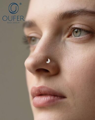 OUFER 6PCS 20G Nose Rings Studs, Star&Heart L-Shaped Nose Piercing Jewelry, Nose Rings Hoops for Women, 316L Surgical Steel Glitter Nostril Piercing Jewelry in Saudi Arabia