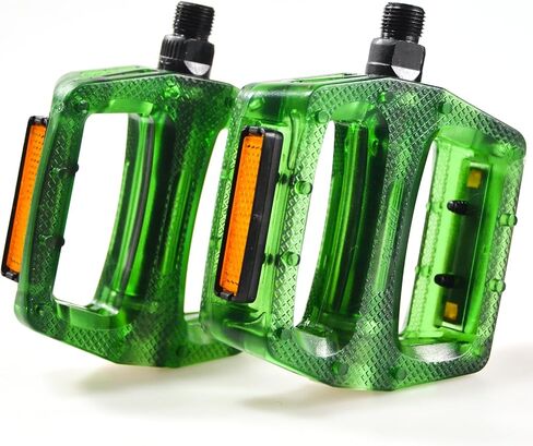 Vintage Translucent Bike Pedal [9/16 Inch], Alloy Steel Center Shaft & Nylon Bicycle Pedals With Reflective Strips, Non-slip Spikes Wide Pedals For Mountain Bikes, Cruiser Bikes, Road Bikes etc in Kuwait