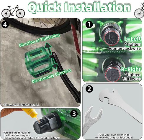 Vintage Translucent Bike Pedal [9/16 Inch], Alloy Steel Center Shaft & Nylon Bicycle Pedals With Reflective Strips, Non-slip Spikes Wide Pedals For Mountain Bikes, Cruiser Bikes, Road Bikes etc in Kuwait