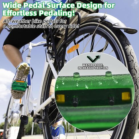 Vintage Translucent Bike Pedal [9/16 Inch], Alloy Steel Center Shaft & Nylon Bicycle Pedals With Reflective Strips, Non-slip Spikes Wide Pedals For Mountain Bikes, Cruiser Bikes, Road Bikes etc in Kuwait