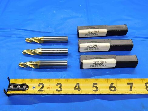 M & J Tooling LLC 3 PC. LOT of Carbide TIN Coated Tapered END Mills 1/2 Cut Dia 3 Flute 82904749 - CB2877BR3 in Saudi Arabia