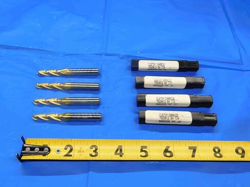 4 PC. LOT of Carbide TIN Coated Tapered END Mills 1/4 to 3/8 Cut Dia. 3 FL 2 DEG in Saudi Arabia