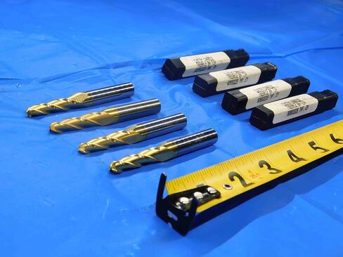 4 PC. LOT of Carbide TIN Coated Tapered END Mills 1/4 to 3/8 Cut Dia. 3 FL 2 DEG in Saudi Arabia