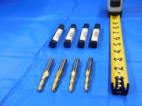 4 PC. LOT of Carbide TIN Coated Tapered END Mills 1/4 to 3/8 Cut Dia. 3 FL 2 DEG in Saudi Arabia