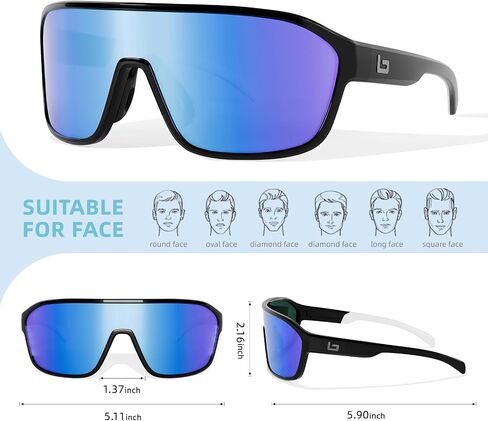 B.N.U.S ركوب الدراجات المستقطب للنظارات الشمسية للرجال - إطار TR90 المغطى بالنانو ، حماية UV400 ، تصميم عدسة UniBody in Kuwait