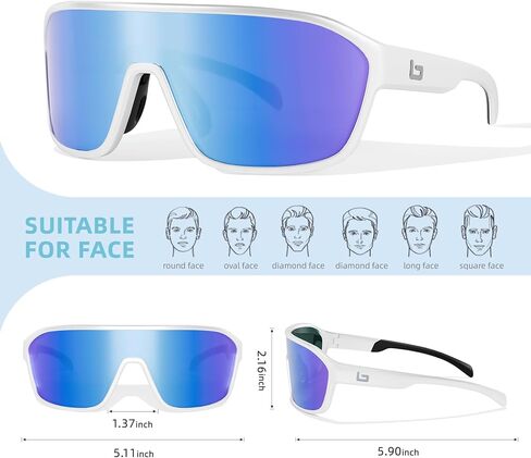 B.N.U.S ركوب الدراجات المستقطب للنظارات الشمسية للرجال - إطار TR90 المغطى بالنانو ، حماية UV400 ، تصميم عدسة UniBody in Kuwait