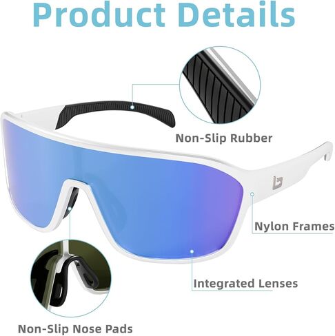 B.N.U.S ركوب الدراجات المستقطب للنظارات الشمسية للرجال - إطار TR90 المغطى بالنانو ، حماية UV400 ، تصميم عدسة UniBody in Kuwait