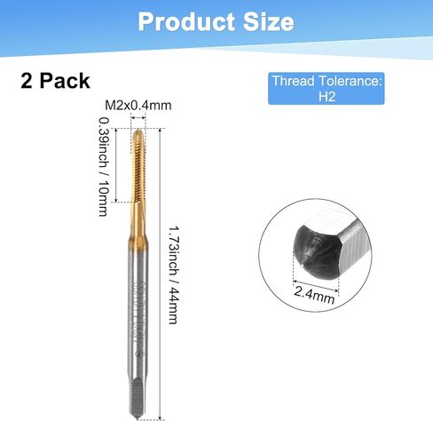 2-pack M3.5x0.6mm thour thread thour ، HSS التيتانيوم المطلي 56 مم طول مستقيم الفلوت يمين ترابط ترتيب المسمار لآلات الحفر/الطحن/أدوات آلة CNC in Kuwait