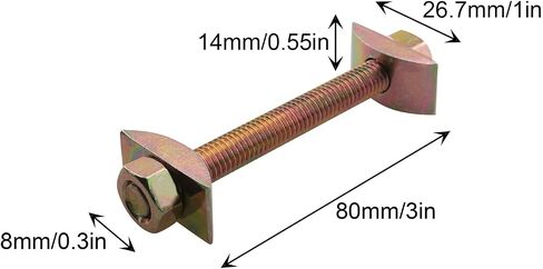 8PCS Solid Half Moon 3 in1 Connector 8x80mm Tabletop Combination Furniture Connector Bolt and Nut Metal Hardware for Tables Beds Shelves in Saudi Arabia