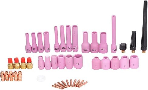 46Pcs TIG Welding Accessory Cup Gasket Collet Lens Tool Set Kit Suitable for SR WP 9/20/25 and Multiple TIG Welding Torches Ideal for Argon Arc Welding and Arc in Saudi Arabia